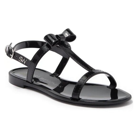 đź’•STUART WEITZMANđź’• Mellie Bow Jelly Sandal ~ Black US 9 New Without Box - Picture 3 of 12